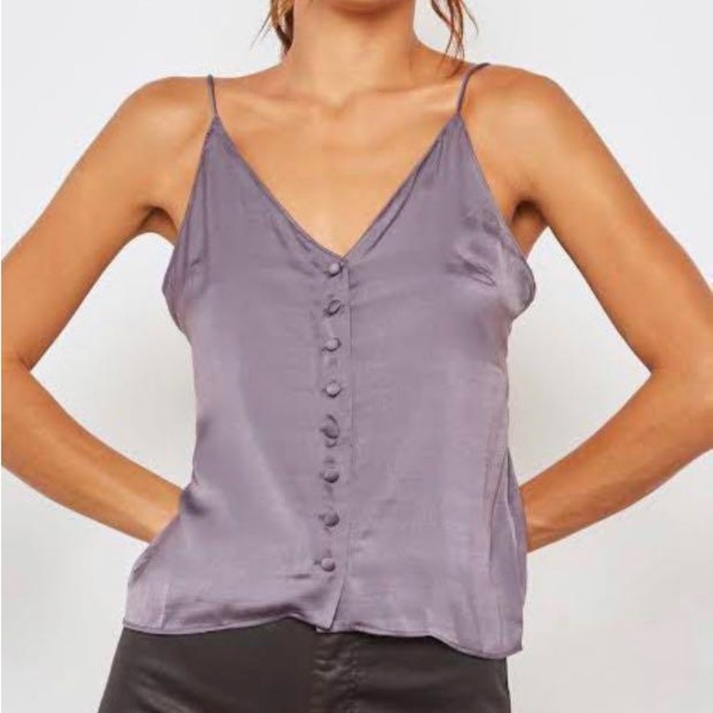Purple satin button cami